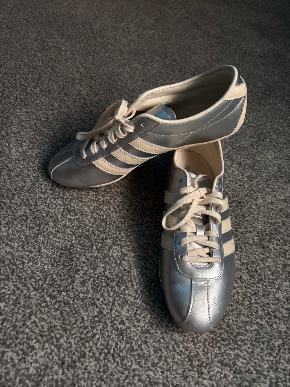 adidas White and Silver Low-Top Sneakers